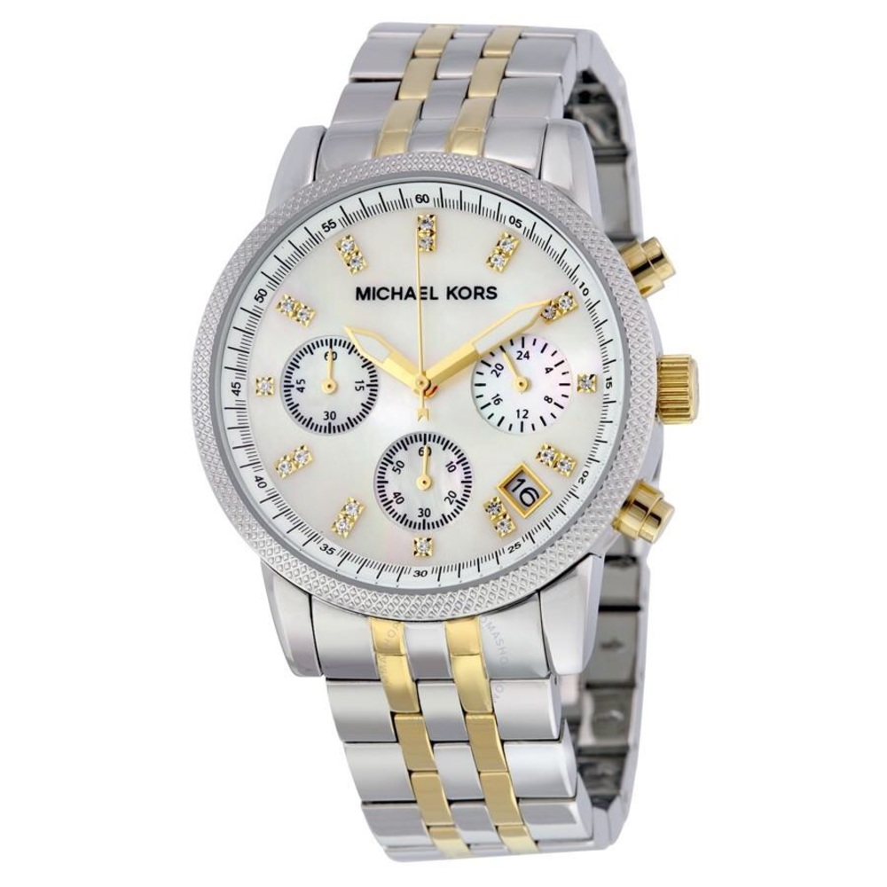 Michael Kors Pearl Face Silver and Gold Watch